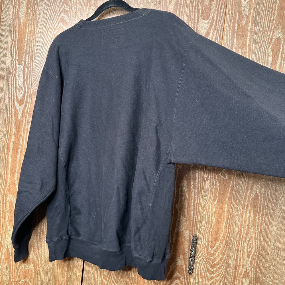 Vintage Steve and Barrys Army Crewneck Sweatshirt Black Embroidered XL Athletic - Picture 6 of 8